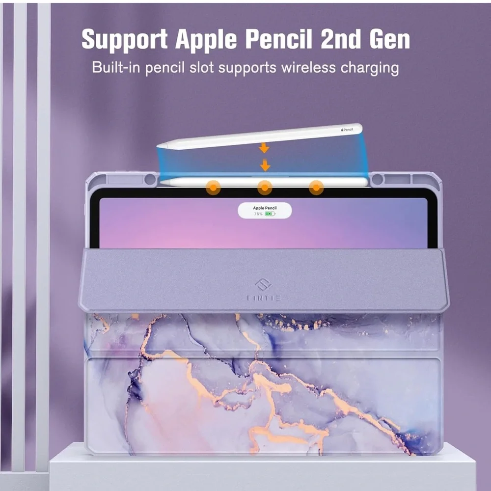 Purple Marble Tablet Case with Rose Gold Accents